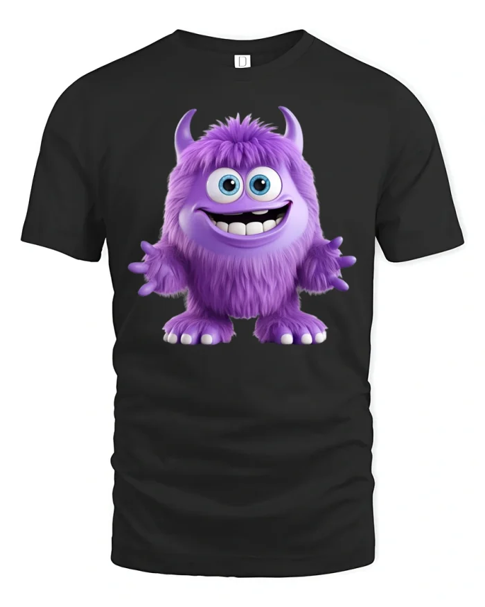 Cute Purple Monster Funny Graphic Tee for Kids and Adults Tshirt - black t-shirt on white background