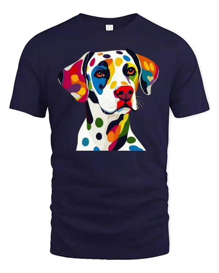 Color Splash Dalmatian Dog Tee Vibrant Artistic Pet Lovers Tshirt - navy t-shirt on white background