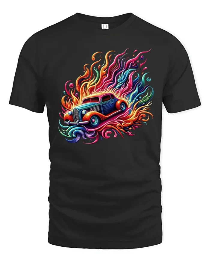 Cute Giraffe Family Cartoon Art Tshirt Adorable Graphic Tee - black t-shirt on white background