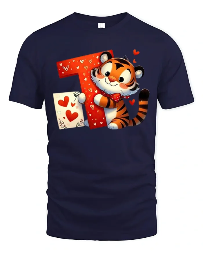 Cute Rainbow Seahorse Cartoon Art Tshirt Colorful Graphic Tee - navy t-shirt on white background