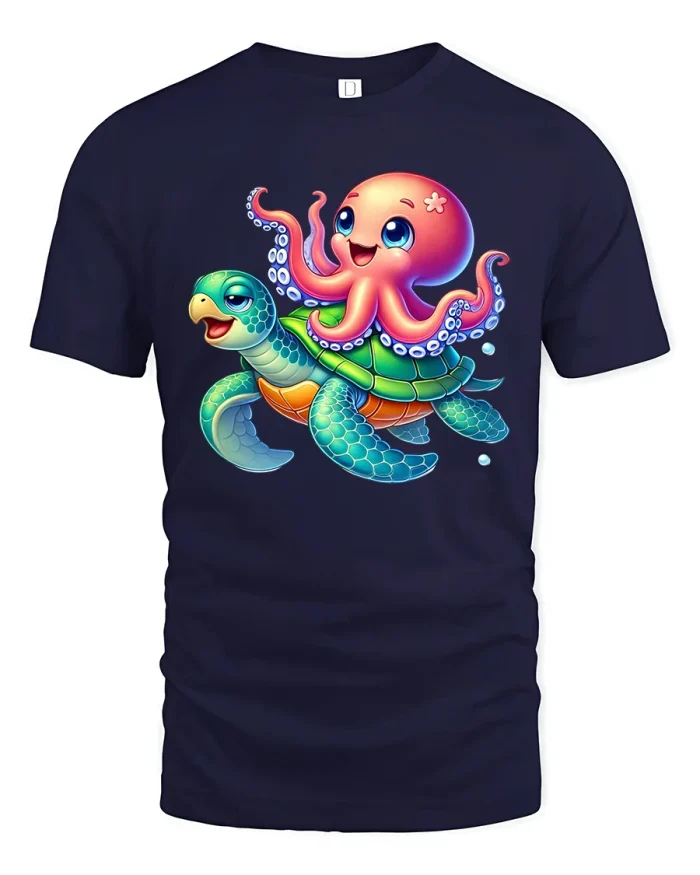 Cozy Bear With Blanket And Drink Cartoon Art Tshirt Cute Tee - navy t-shirt on white background