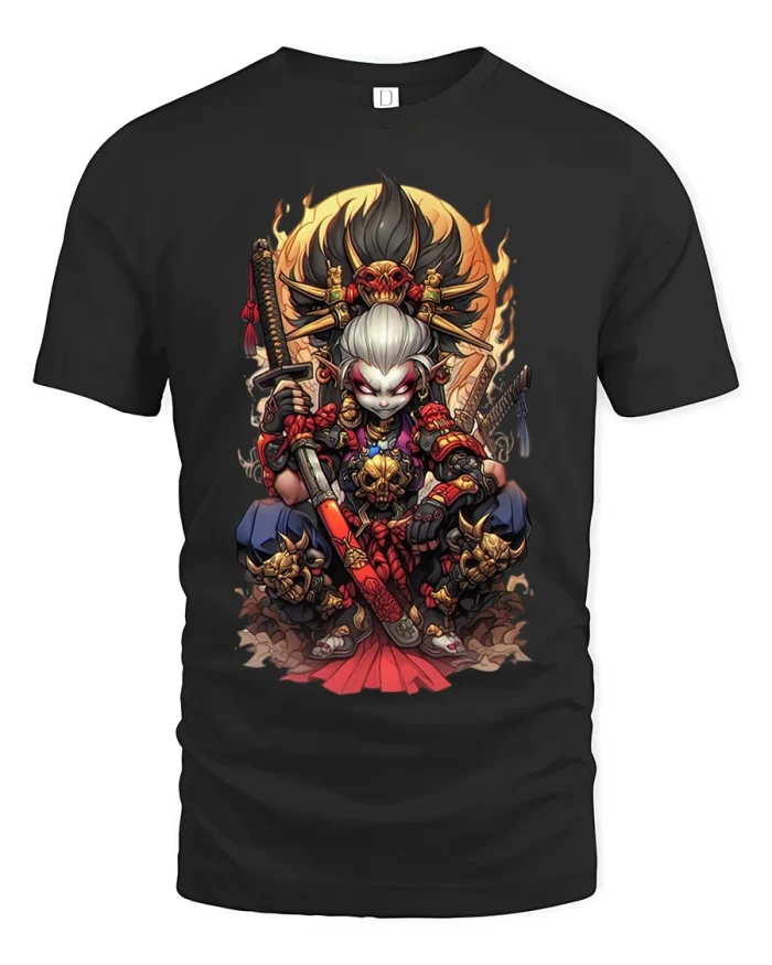 Dark Samurai Demon Warrior Graphic T Shirt Japanese Art - black t-shirt on white background