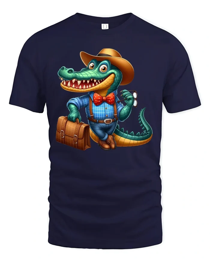 Colorful Butterfly On Blooming Flower Graphic T Shirt Art - navy t-shirt on white background