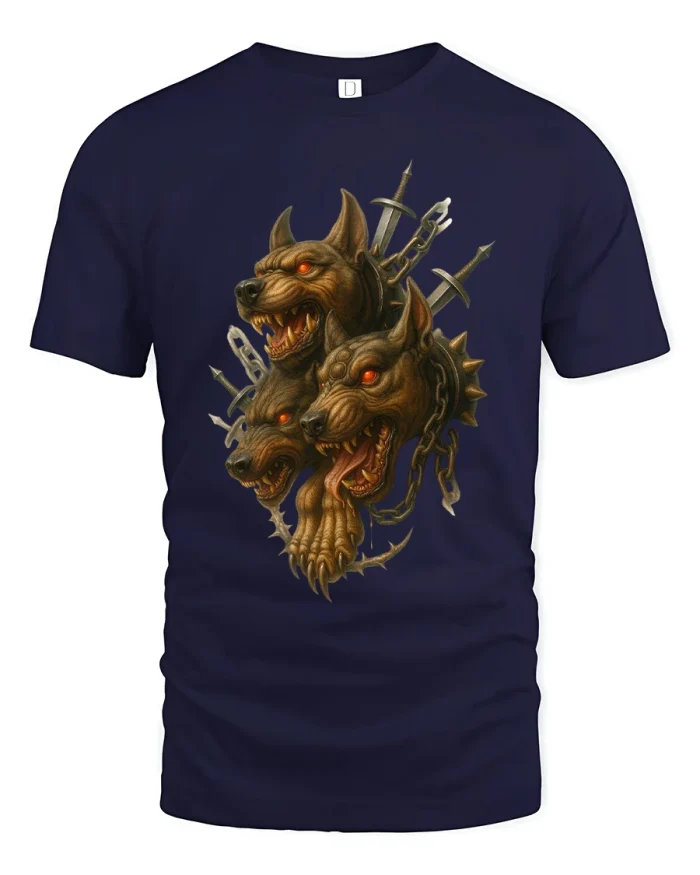 Crowned Skull Crossbones Gothic Royal Dark Illustration Tee - navy t-shirt on white background