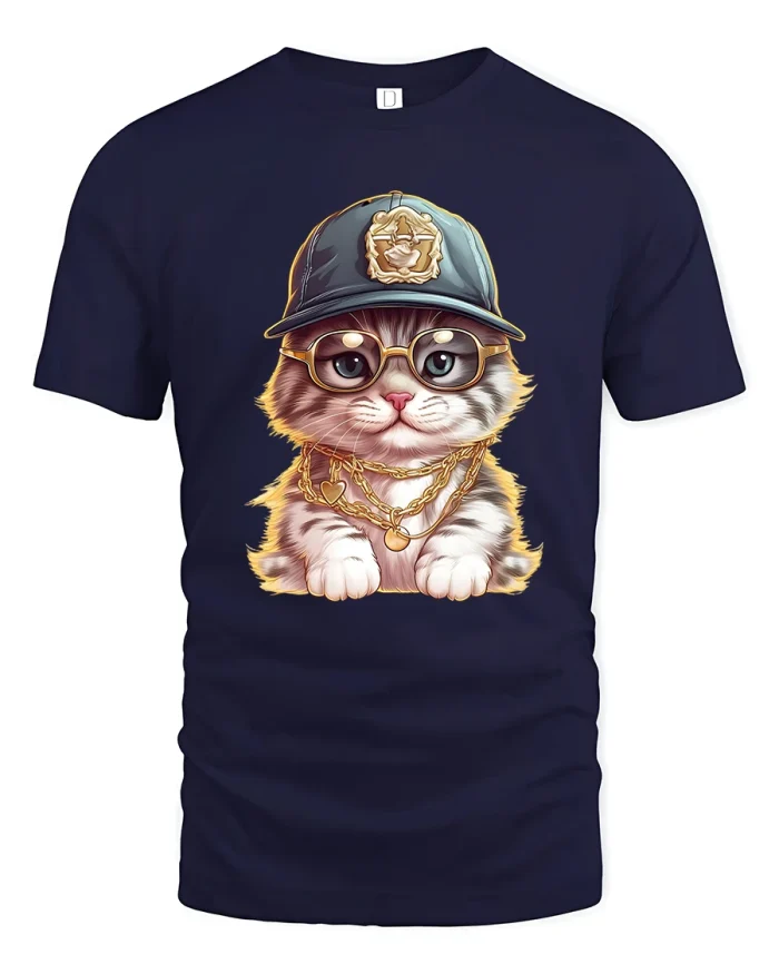 Cute School Bear Art Tee Happy Cartoon Student Illustration - navy t-shirt on white background