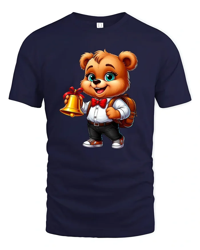 Colorful Puppy Art Tee Vibrant Dog Illustration Cute Style - navy t-shirt on white background