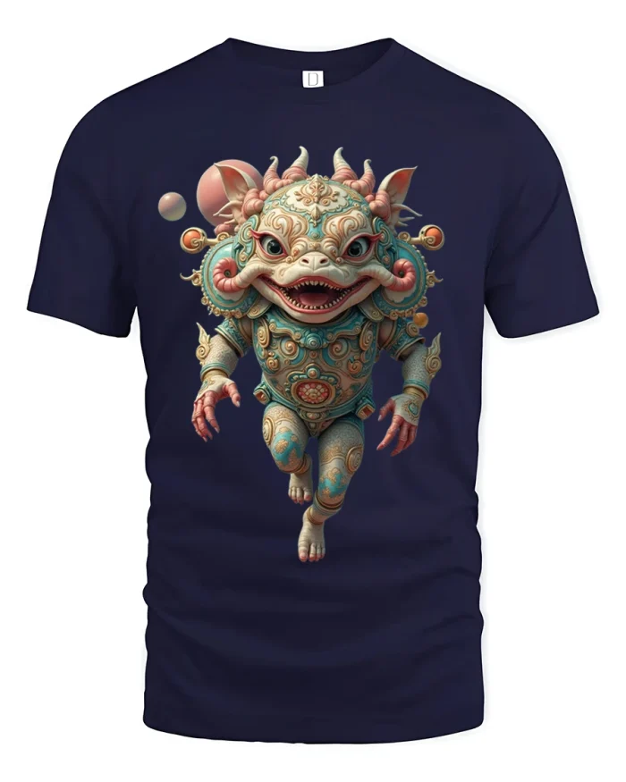 Rebel Skull Wanderer Tee Edgy Cartoon Skeleton Street Art - navy t-shirt on white background