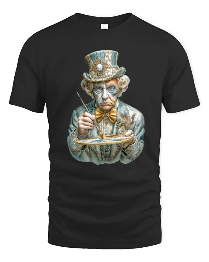 Vintage Artist Gentleman Graphic T Shirt Classic Painter Art Tee - black t-shirt on white background