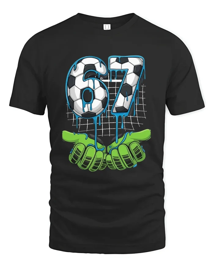 Legendary 67 Soccer Goalkeeper Graphic T Shirt Bold Goalie Tee - black t-shirt on white background