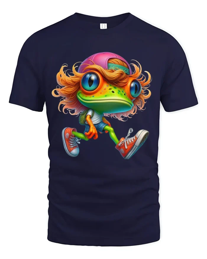 Funny Beach Giraffe Tshirt Cool Summer Vacation Cartoon Art - navy t-shirt on white background