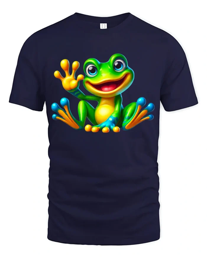 Funny Colorful Dog Tshirt Rainbow Puppy Cartoon Smile Art - navy t-shirt on white background