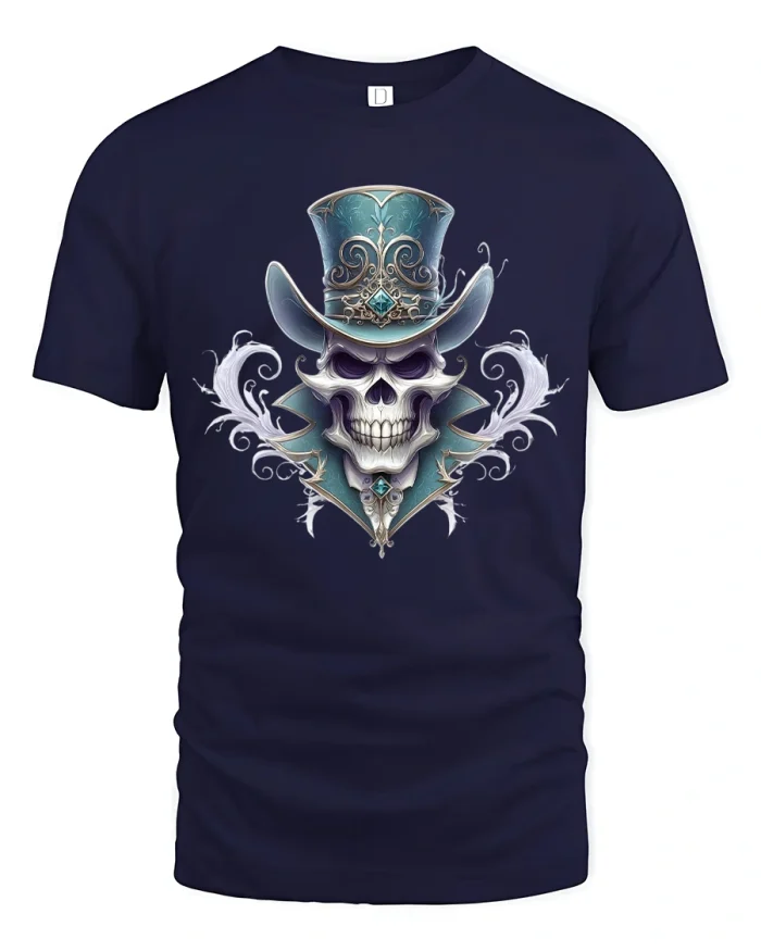 Venom Butterfly Snake Dark Fantasy Graphic Tshirt Design - navy t-shirt on white background