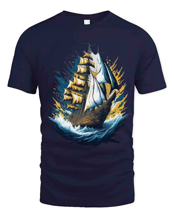 Fierce Bald Eagle Head Patriotic Power Graphic Tshirt - navy t-shirt on white background