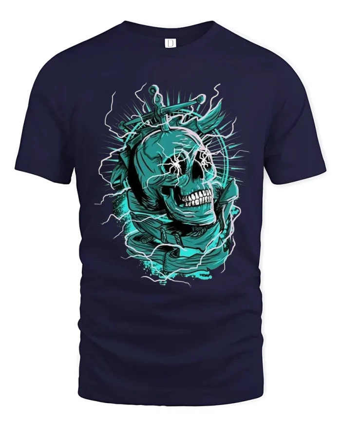 Forest Guardian Leaf Creature Graphic Tshirt With Fantasy Nature Art - navy t-shirt on white background