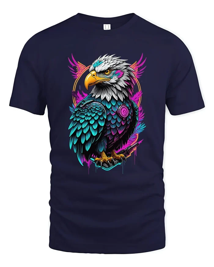 Charging Gator Football Cartoon Graphic Tshirt With Playful Power Vibes - navy t-shirt on white background