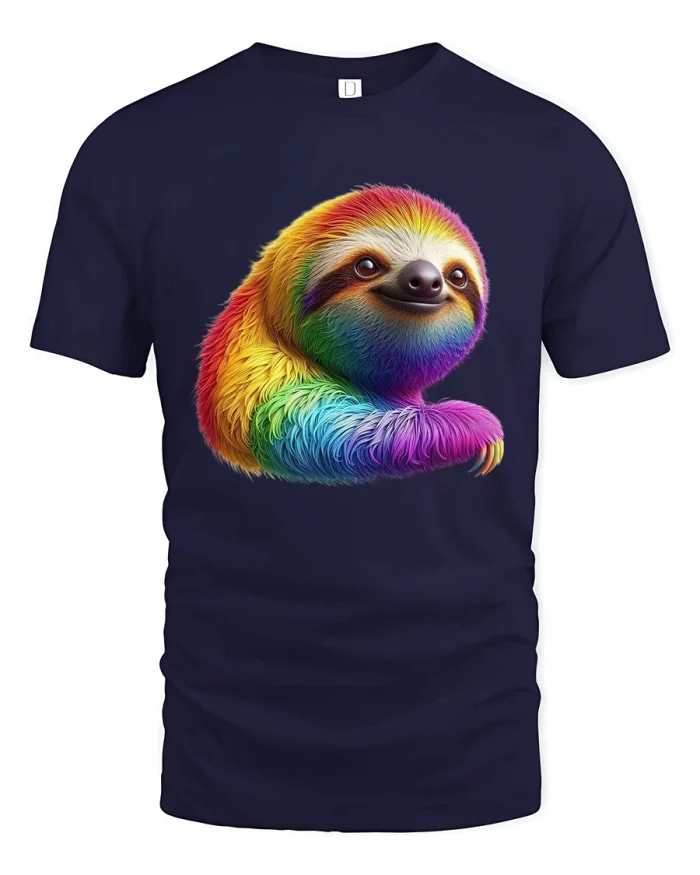 Colorful Turtle Splash Art Cute Cartoon Illustration Graphic Tee - navy t-shirt on white background