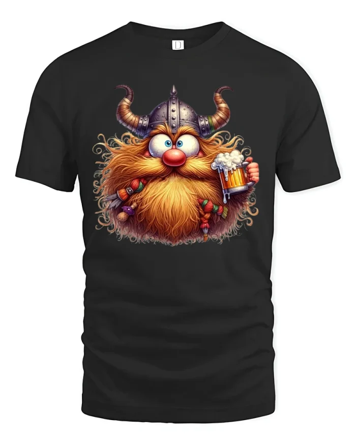 Funny Viking Dwarf Beer Graphic Tshirt With Epic Norse Humor - black t-shirt on white background