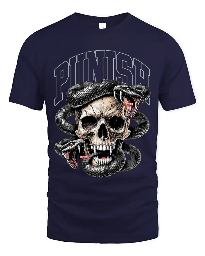 Majestic Buffalo Head Graphic Tee Wild Strength Animal Art - navy t-shirt on white background