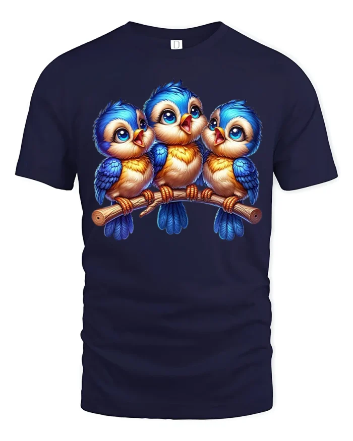 Trippy Grinning Cat Graphic Tee Psychedelic Fantasy Art Style - navy t-shirt on white background