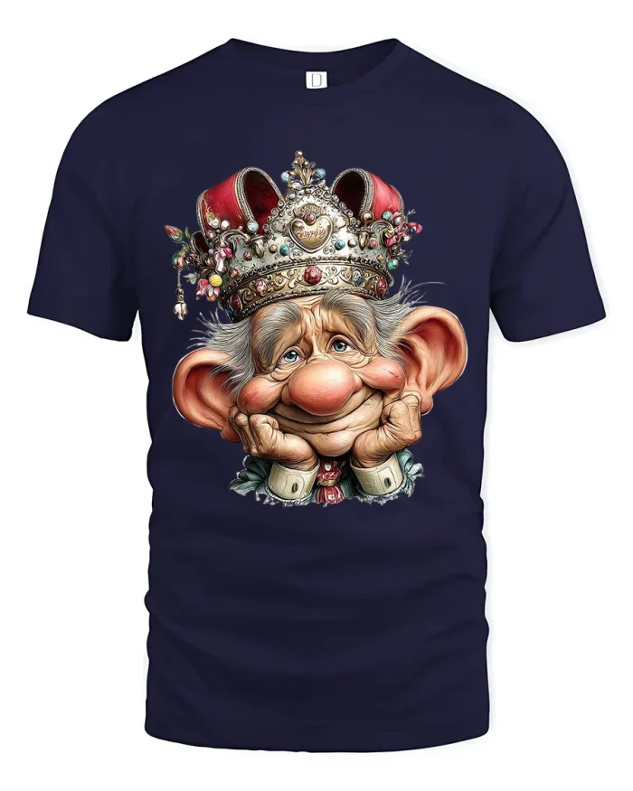 Colorful Tiger Face Modern Art Graphic T Shirt Design - navy t-shirt on white background