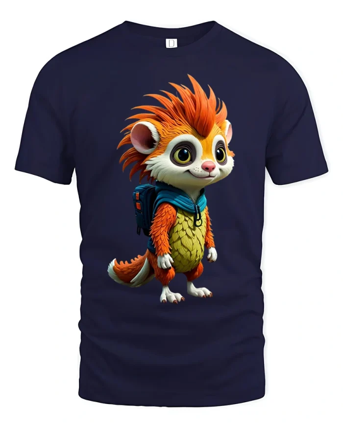 Melting Still Smilling Cute Bear Cartoon Graphic T Shirt - navy t-shirt on white background