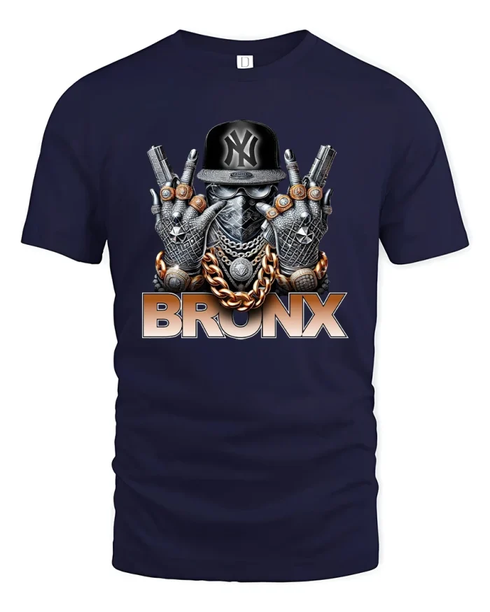 Bronx Street King Graphic T Shirt Urban Power Hip Hop Art - navy t-shirt on white background