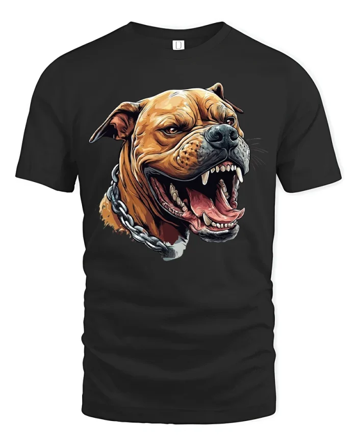 Fierce Bulldog Chain Graphic T Shirt Bold Street Style - black t-shirt on white background