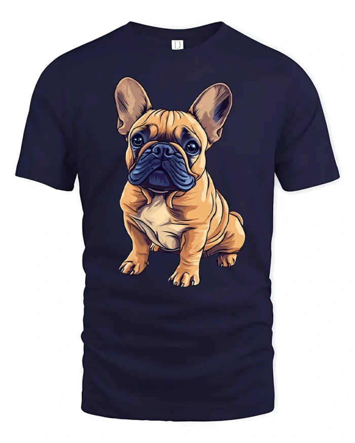 Cute French Bulldog Graphic T Shirt Adorable Pup Style - navy t-shirt on white background