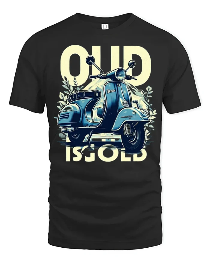Old Is Gold Vintage Scooter T Shirt Retro Ride Graphic - black t-shirt on white background