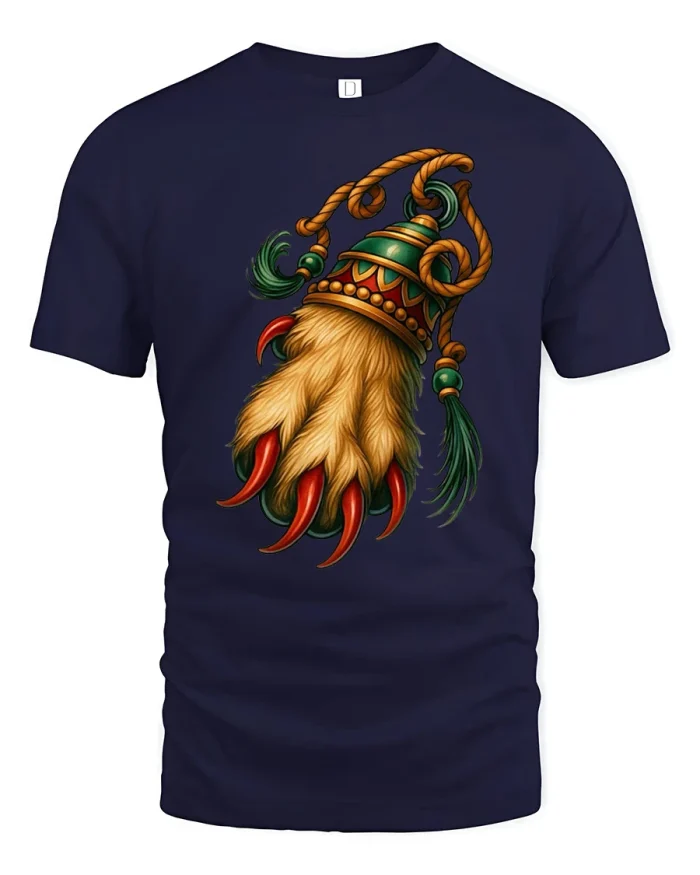 Mystical Beast Claw Talisman Graphic Tshirt Fantasy Warrior Style - navy t-shirt on white background