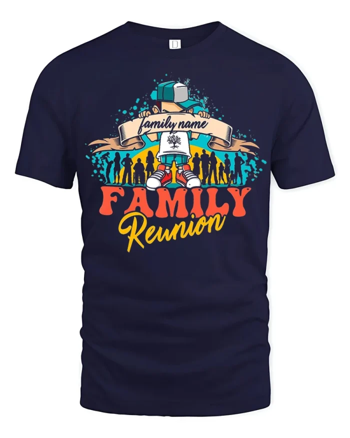 Family Reunion Custom Family Name Graphic T Shirt Celebration Tee - navy t-shirt on white background