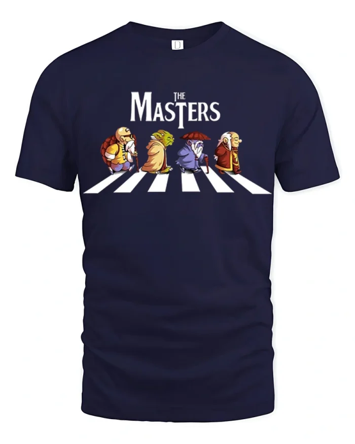 The Masters Funny Wise Characters Crossing Street Graphic T Shirt - navy t-shirt on white background