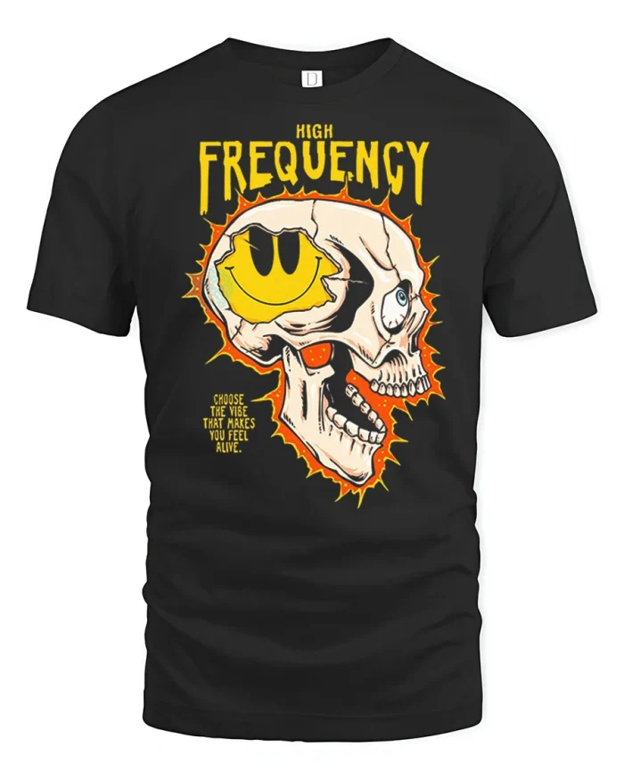 High Frequency Skull Smile Graphic T Shirt Choose The Vibe - black t-shirt on white background