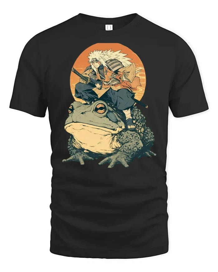 Legendary Toad Rider Samurai Anime Style Graphic T Shirt - black t-shirt on white background