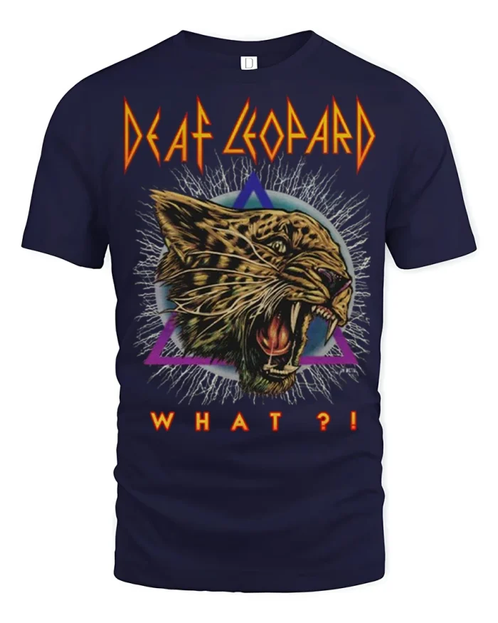 Retro Rock Leopard Roaring Wild Animal Graphic T Shirt - navy t-shirt on white background