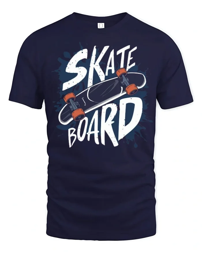 Skateboard Street Style Graphic T Shirt Urban Skate Vibes - navy t-shirt on white background
