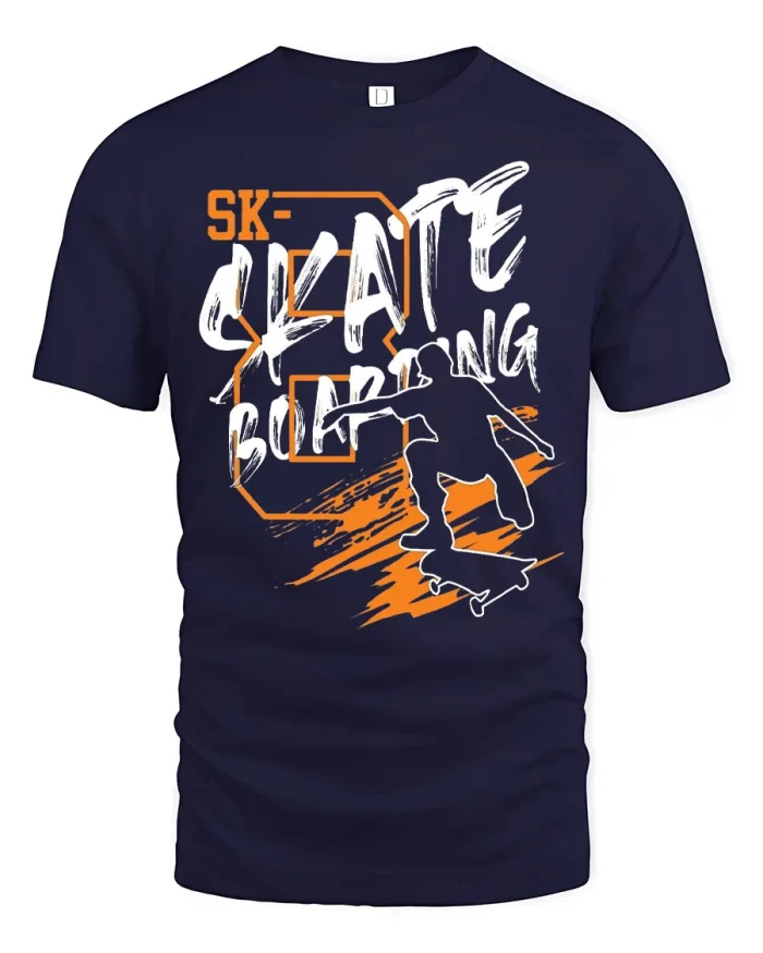 Skateboarding Street Trick Skater Graphic T Shirt - navy t-shirt on white background