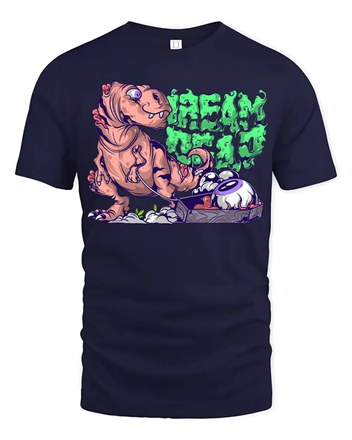 Dream Weird Cute Monster Graphic T Shirt Funny Cartoon Tee - navy t-shirt on white background