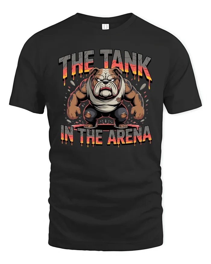 The Tank In The Arena Bulldog Graphic T Shirt - black t-shirt on white background