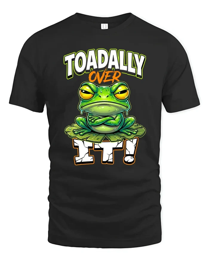 Toadally Over It Funny Frog Graphic T Shirt - black t-shirt on white background
