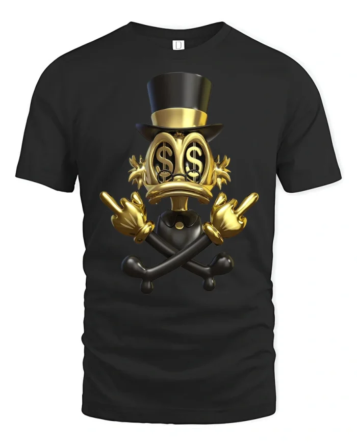 Rich Duck Dollar Eyes T Shirt Funny Money Boss Graphic Style - black t-shirt on white background