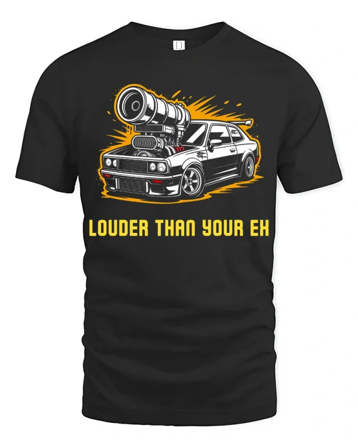 Louder Than Your Ex Funny Muscle Car Graphic T Shirt Tee - black t-shirt on white background