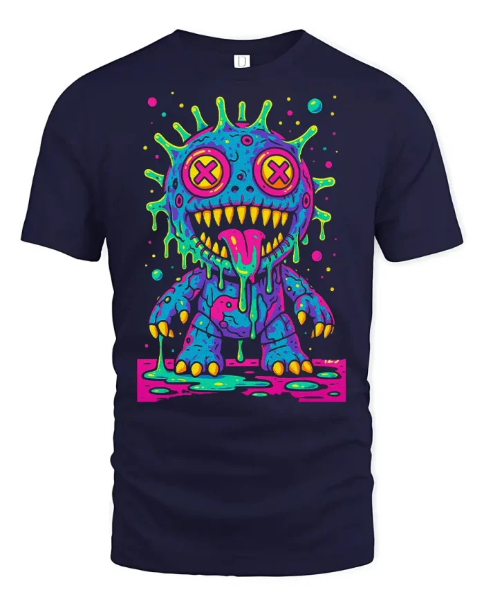 Minimalist Plain Casual Everyday Comfort T Shirt Soft Style Tee - navy t-shirt on white background