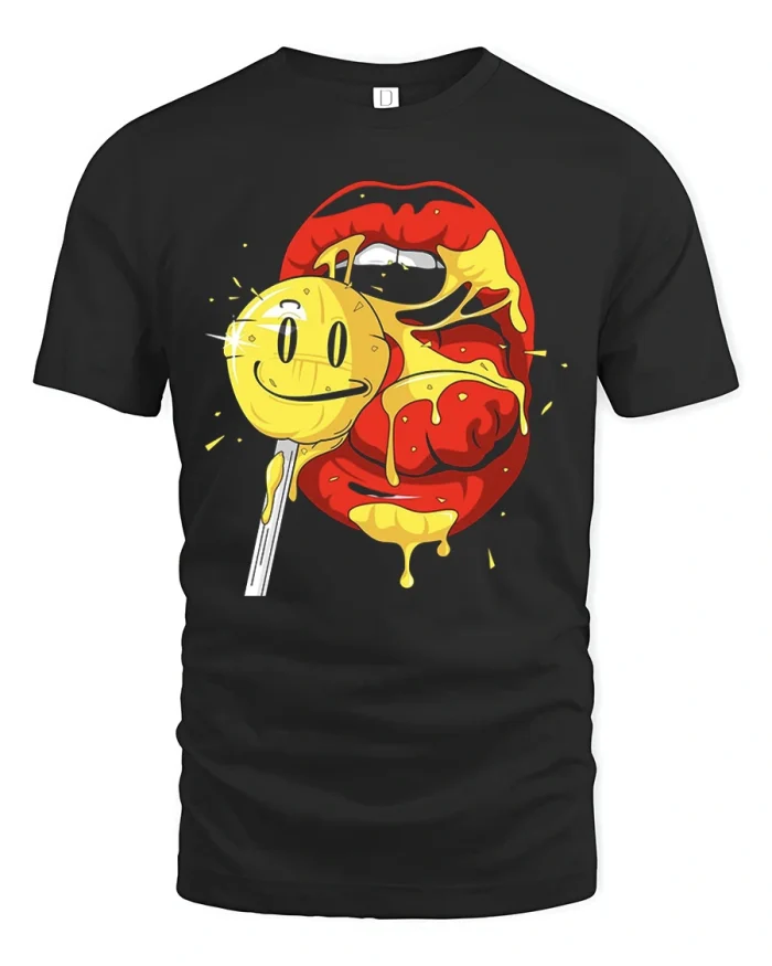 Abstract Glitch Face Surreal Art Graphic T Shirt Modern Style - black t-shirt on white background