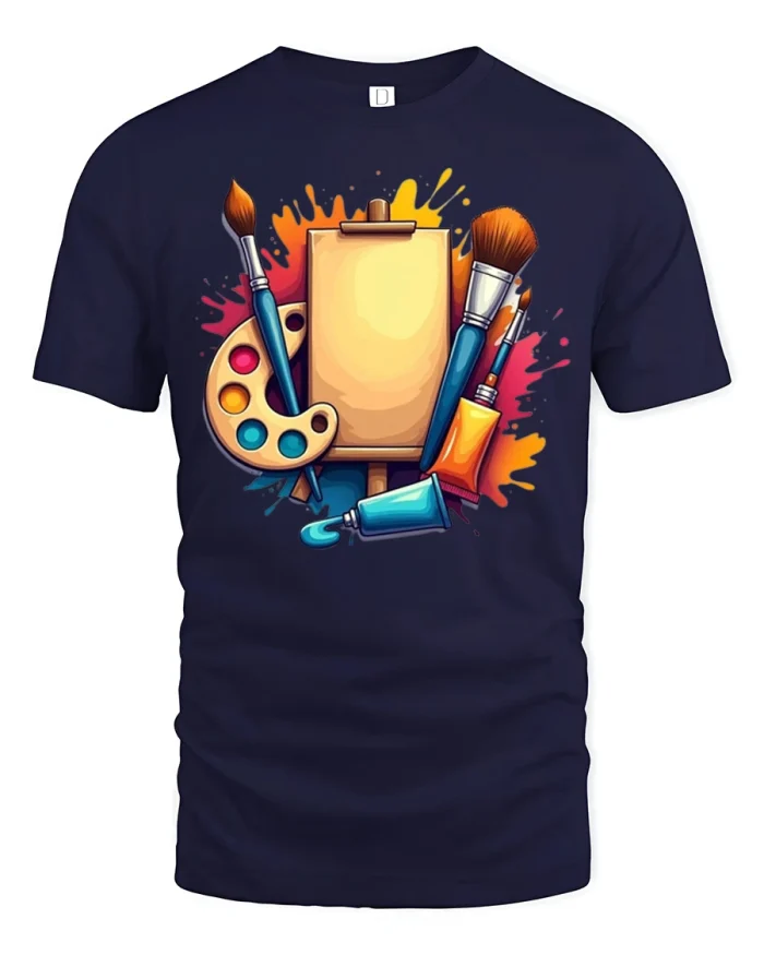 Artist Paint Palette Graphic T Shirt Creative Art Tools Tee - navy t-shirt on white background