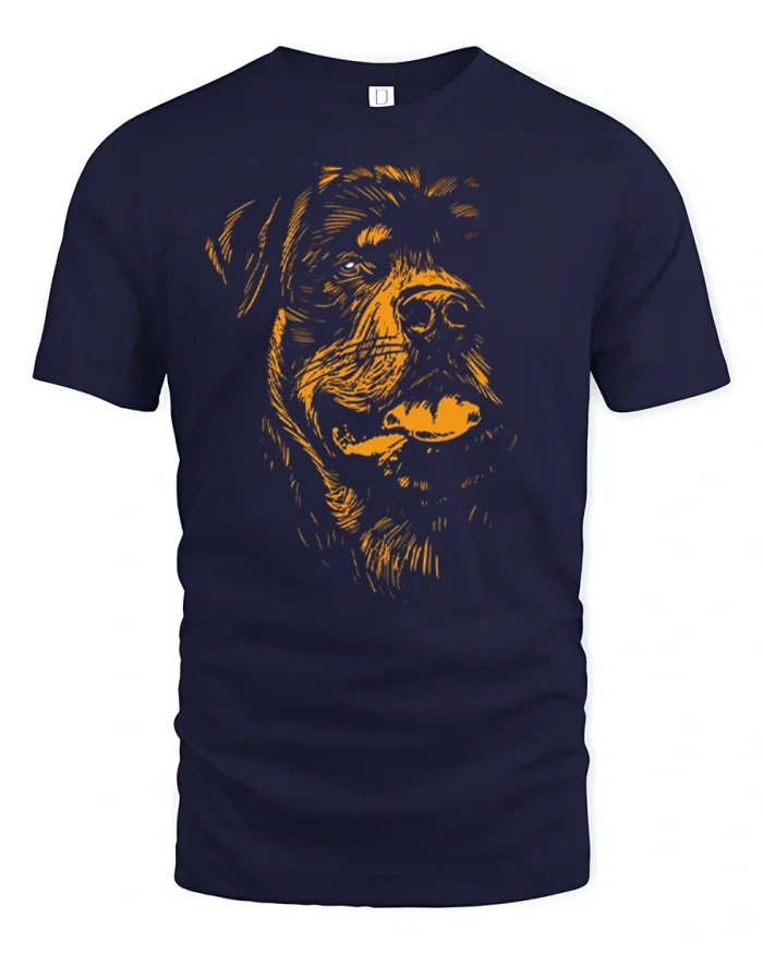 Rottweiler Dog Portrait Artistic Line Graphic T Shirt - navy t-shirt on white background
