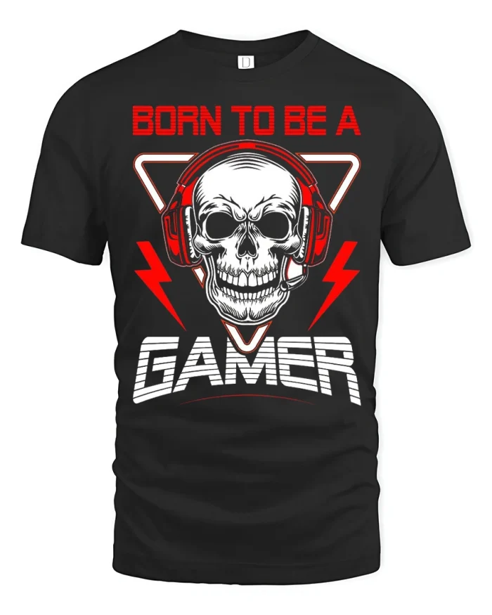 Skull Headphones Graphic T Shirt Rock Music Street Style - black t-shirt on white background