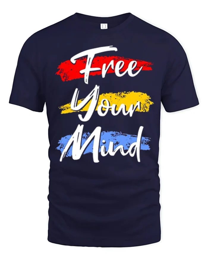 Anime Chaos Fire Graphic T Shirt Abstract Glitch Art Style Tee - navy t-shirt on white background