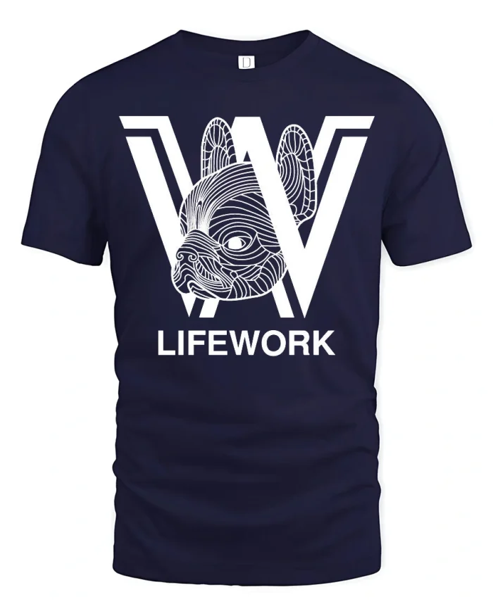 Lifework French Bulldog Graphic T Shirt Modern Line Art Dog Tee - navy t-shirt on white background