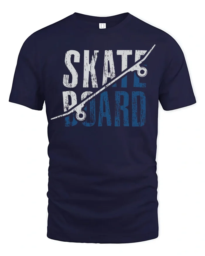 Vintage Skateboard Graphic T Shirt Retro Skater Street Style Tee - navy t-shirt on white background